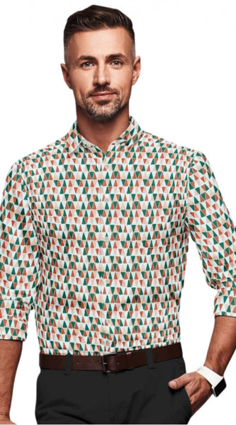 Mayawye Men's Cotton Blended Printed Full Sleeve Shirt (Multicolor)