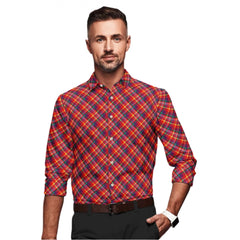Mayawye Men's Cotton Blended Checked Full Sleeve Shirt (Red)