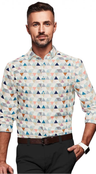 Mayawye Men's Cotton Blended Printed Full Sleeve Shirt (Multicolor)