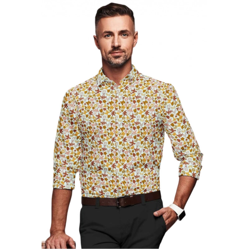 Mayawye Men's Cotton Blended Printed Full Sleeve Shirt (Multicolor)