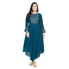 Mayawye Women's Georgette Embroidered Kurti (Rama)