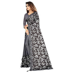 Mayawye Women's Lycra Solid Saree With Unstitched Blouse (Grey, 5.5 Mtr)
