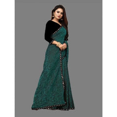 Mayawye Women's Lycra Solid Saree With Unstitched Blouse (Green, 5.5 Mtr)