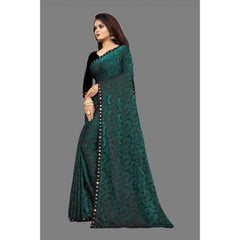 Mayawye Women's Lycra Solid Saree With Unstitched Blouse (Green, 5.5 Mtr)