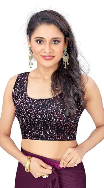 Mayawye Women's Lycra Solid Saree With Unstitched Blouse (Wine, 5.5 Mtr)