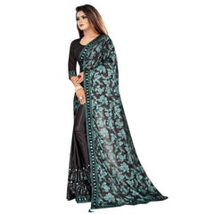 Mayawye Women's Lycra Solid Saree With Unstitched Blouse (Green, 5.5 Mtr)