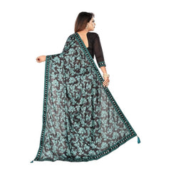 Mayawye Women's Lycra Solid Saree With Unstitched Blouse (Green, 5.5 Mtr)