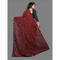 Mayawye Women's Lycra Solid Saree With Unstitched Blouse (Maroon, 5.5 Mtr)