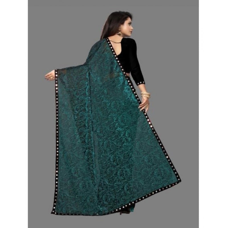 Mayawye Women's Lycra Solid Saree With Unstitched Blouse (Green, 5.5 Mtr)