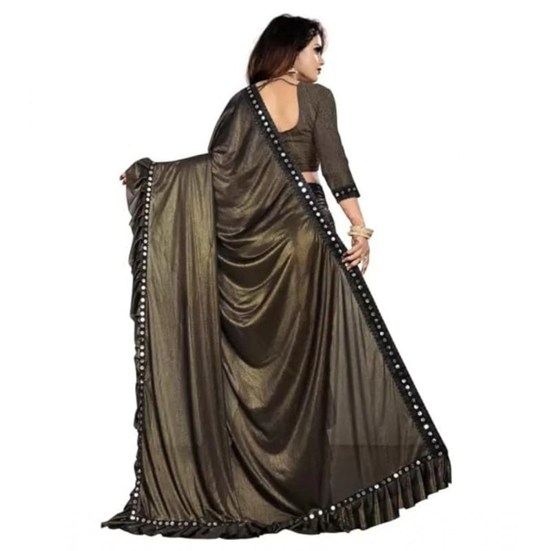 Mayawye Women's Malai Lining Solid Saree With Unstitched Blouse (Coffee, 5.5 Mtr)