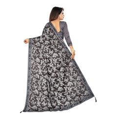 Mayawye Women's Lycra Solid Saree With Unstitched Blouse (Grey, 5.5 Mtr)