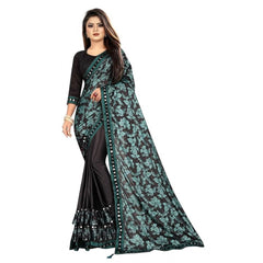Mayawye Women's Lycra Solid Saree With Unstitched Blouse (Green, 5.5 Mtr)