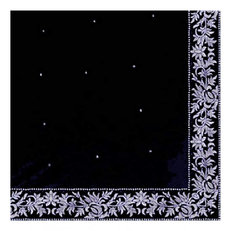 Mayawye Women's Velvet Embroidered Saree With Unstitched Blouse (Black, 5.5 Mtr)