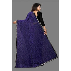 Mayawye Women's Lycra Solid Saree With Unstitched Blouse (Purple, 5.5 Mtr)