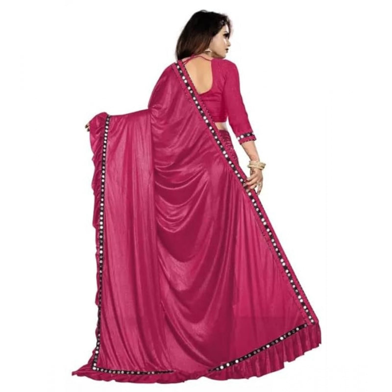 Mayawye Women's Malai Lining Solid Saree With Unstitched Blouse (Maroon, 5.5 Mtr)
