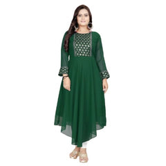 Mayawye Women's Georgette Embroidered Kurti (Green)