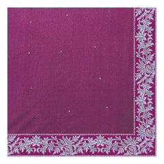 Mayawye Women's Velvet Embroidered Saree With Unstitched Blouse (Pink, 5.5 Mtr)