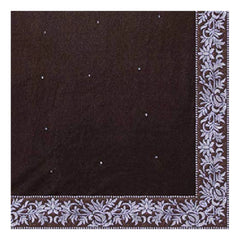 Mayawye Women's Velvet Embroidered Saree With Unstitched Blouse (Brown, 5.5 Mtr)