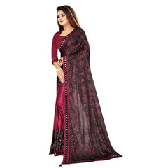 Mayawye Women's Lycra Solid Saree With Unstitched Blouse (Maroon, 5.5 Mtr)
