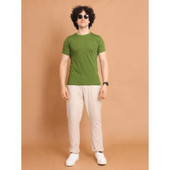 Mayawye Men's Casual Cotton Printed Round Neck Half Sleeve T-Shirt (Green)