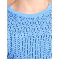 Mayawye Men's Casual Cotton Printed Round Neck Half Sleeve T-Shirt (LightBlue)