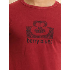 Mayawye Men's Casual Cotton Printed Round Neck Half Sleeve T-Shirt (Maroon)