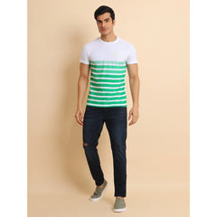 Mayawye Men's Casual Cotton Printed Round Neck Half Sleeve T-Shirt (Green)