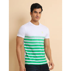 Mayawye Men's Casual Cotton Printed Round Neck Half Sleeve T-Shirt (Green)