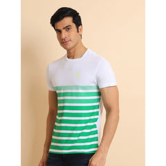 Mayawye Men's Casual Cotton Printed Round Neck Half Sleeve T-Shirt (Green)