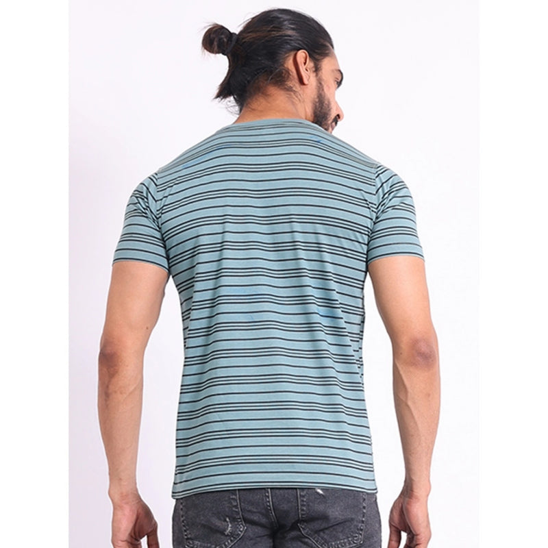 Mayawye Men's Casual Cotton Printed Round Neck Half Sleeve T-Shirt (Gery)