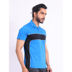 Mayawye Men's Casual Cotton Printed Polo Neck Half Sleeve T-Shirt (Inkblue)
