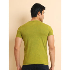 Mayawye Men's Casual Cotton Printed Round Neck Half Sleeve T-Shirt (Green)