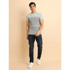 Mayawye Men's Casual Cotton Printed Round Neck Half Sleeve T-Shirt (Grey)