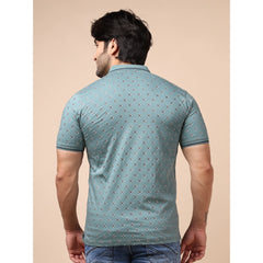 Mayawye Men's Casual Cotton Printed Polo Neck Half Sleeve T-Shirt (Grey)