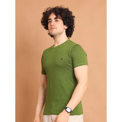 Mayawye Men's Casual Cotton Printed Round Neck Half Sleeve T-Shirt (Green)