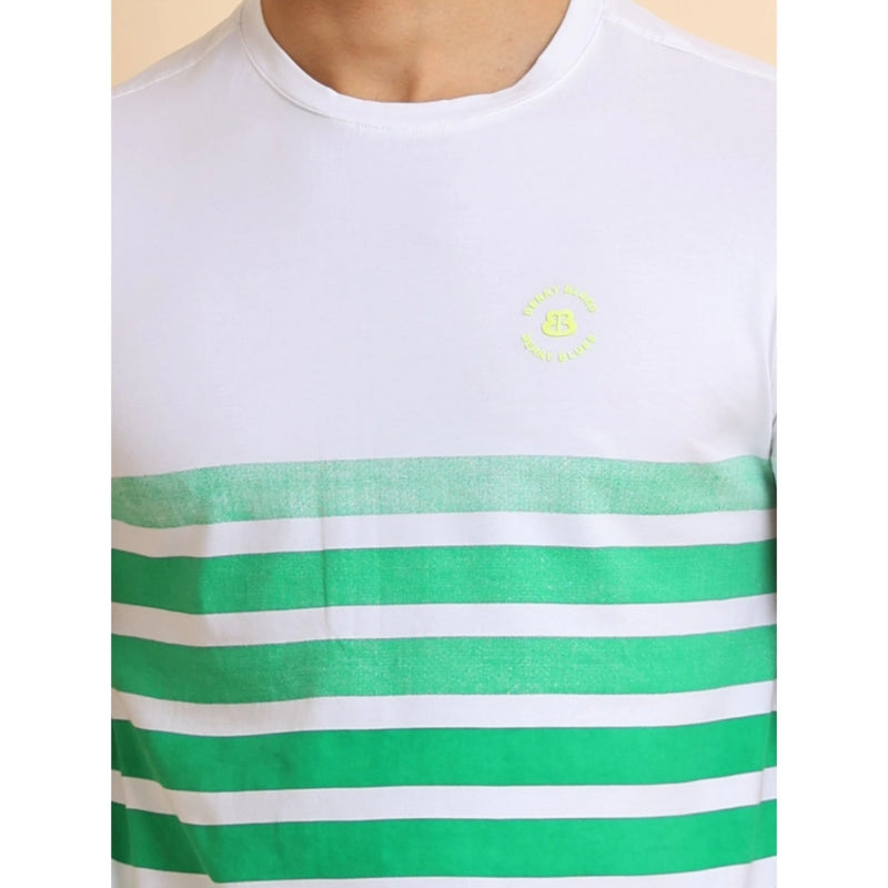 Mayawye Men's Casual Cotton Printed Round Neck Half Sleeve T-Shirt (Green)