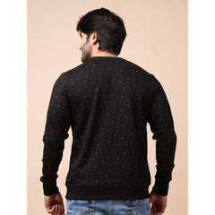 Mayawye Men's Casual Cotton Printed Round Neck Full Sleeve Sweat T-Shirt (Black)