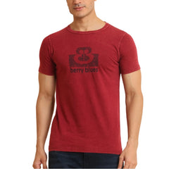 Mayawye Men's Casual Cotton Printed Round Neck Half Sleeve T-Shirt (Maroon)