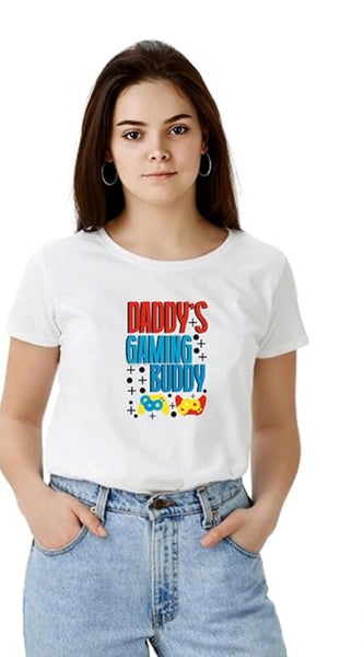 Mayawye Women's Polyester Solid Printed Round Neck Half Sleeve T-shirt (White)