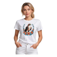 Mayawye Women's Polyester Solid Printed Round Neck Half Sleeve T-shirt (White)