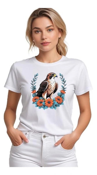 Mayawye Women's Polyester Solid Printed Round Neck Half Sleeve T-shirt (White)