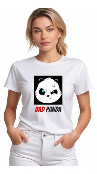 Mayawye Women's Polyester Solid Printed Round Neck Half Sleeve T-shirt (White)