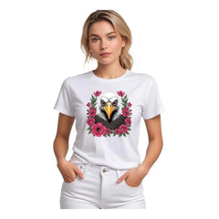 Mayawye Women's Polyester Solid Printed Round Neck Half Sleeve T-shirt (White)