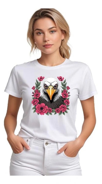 Mayawye Women's Polyester Solid Printed Round Neck Half Sleeve T-shirt (White)
