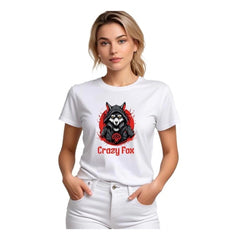 Mayawye Women's Polyester Solid Printed Round Neck Half Sleeve T-shirt (White)