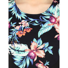 Mayawye Women's Polyester Printed Sleeveless Above Knee Dress (Black - Multicolor)
