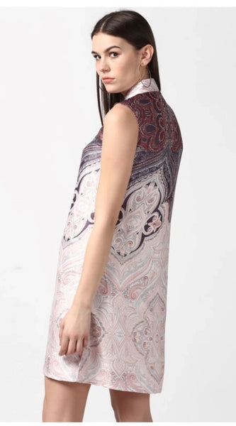 Mayawye Women's Polyester Printed Sleeveless Above Knee Dress (Orange)