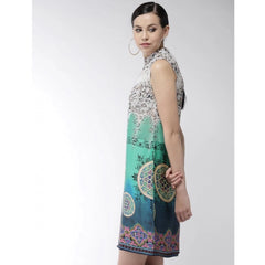 Mayawye Women's Polyester Printed Sleeveless Above Knee Dress (Multicolor)
