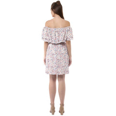 Mayawye Women's Rayon Floral Half Sleeve Above Knee Dress (Multicolor)