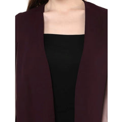 Mayawye Women's Polyester Solid Cape Sleeve Blazer (Wine)